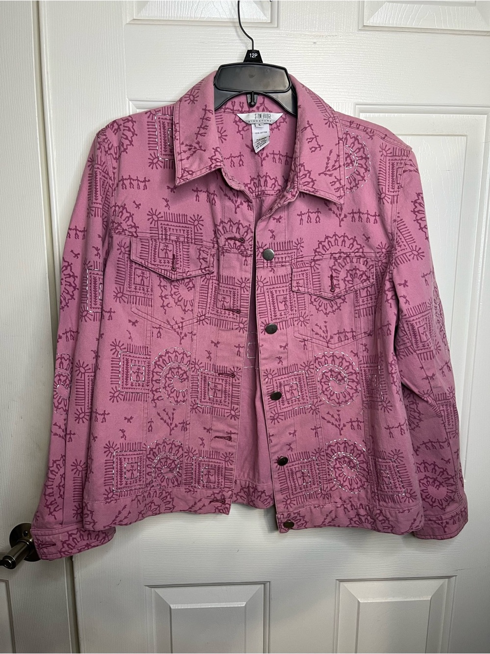 Women's Patterned Pink Denim Jacket - 
14-06